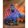 ue arrière du diorama en kit avec les ailes du dragon déployées, montrant les détails de montage