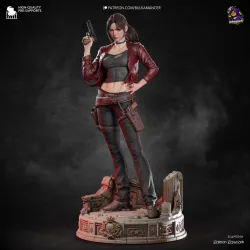 Vue de face de la statuette imprimée en 3D de Claire Redfield (Resident Evil Code Veronica) sur son socle