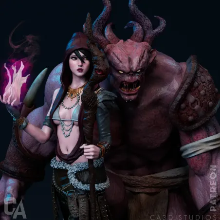 Diorama complet Morrigan Dragon Age avec Ogre