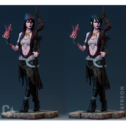 Têtes interchangeables figurine Morrigan Dragon Age avec et sans capuche