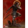 le travail de sculpture au niveau du cuir usé, de la cotte de mailles et des impacts de combat offre un terrain de jeu idéal
