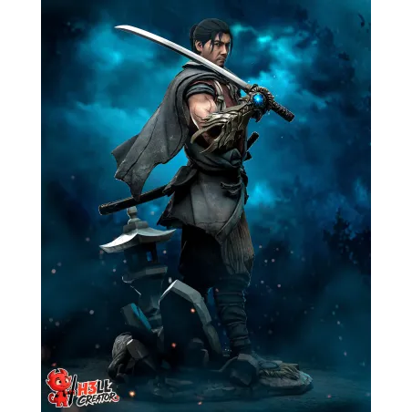 Statuette de collection de Miyamoto Musashi inspirée du jeu Onimusha: Way of the Sword,