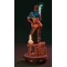 Zoom texture costume cuir orange et bleu figurine Triss Merigold