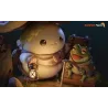 Une scène miniature captivante mettant en vedette notre adorable voyageur champignon et son amie la grenouille.