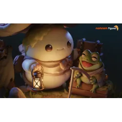 Regardez ce sourire ! Zoom sur la petite grenouille installée sur son rondin, prête pour sa session de pêche
