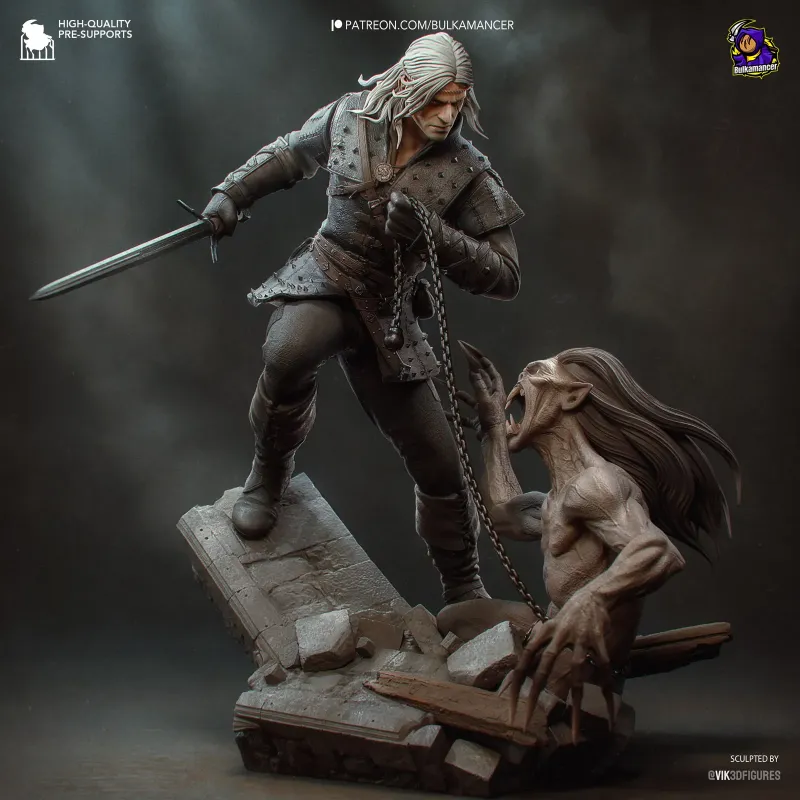 Garage Kit Résine Chasseur de Monstres & Strige | Figurine 3D